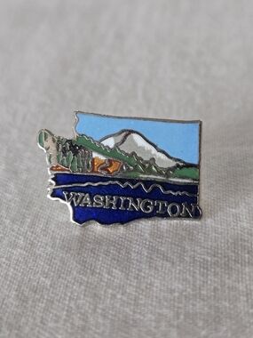 Washington State Enamel Lapel Pin - Scenic Mountain Design
